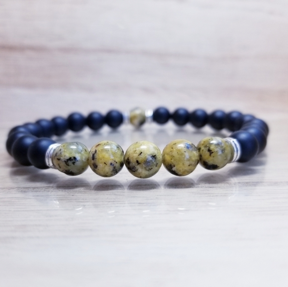 Black Onyx & Yellow Jasper Gemstone Bracelet